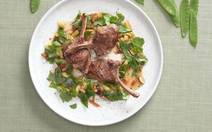 Lamm, Koteletts, Fisolen, Petersil, Mandel, Sauce, Hauptspeise, Servus Rezept