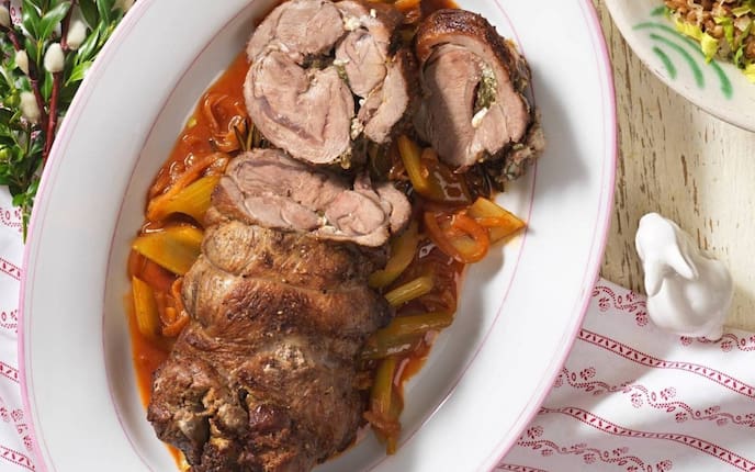 Lamm, Braten, Gemüse, Sellerie, Emmer, Reis