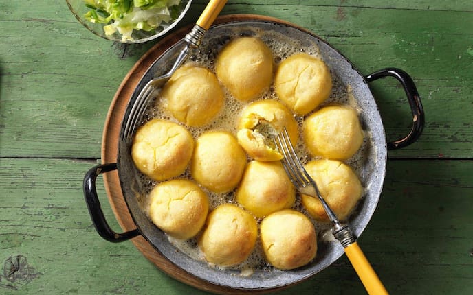 Salat, Knödel, Rein, Hauptspeise, vegetarisch, Servus, Rezept