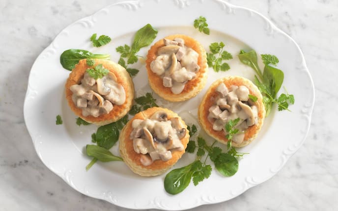 Ragout fin, Kräuter, Teller, Champignons, Fleisch, Kalb