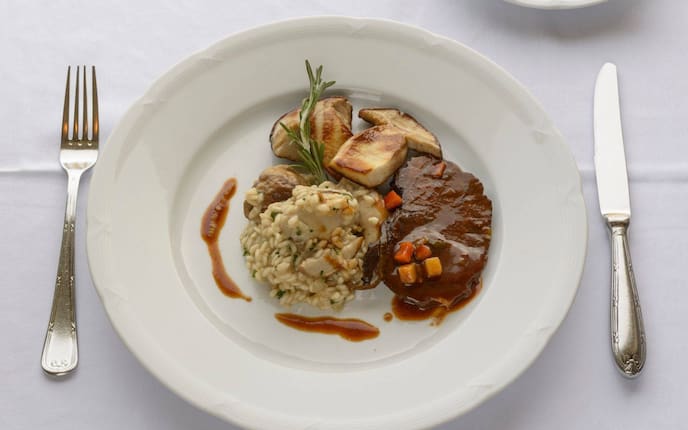 Steinpilz, Risotto, Reis, Saft, Fleisch, Ochsenbackerl, Hauptspeise, Servus Rezept
