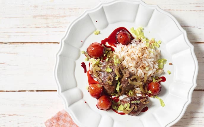 Leber, Schalotten, Rote Rüben, Reis, Hauptspeise, Servus Rezept