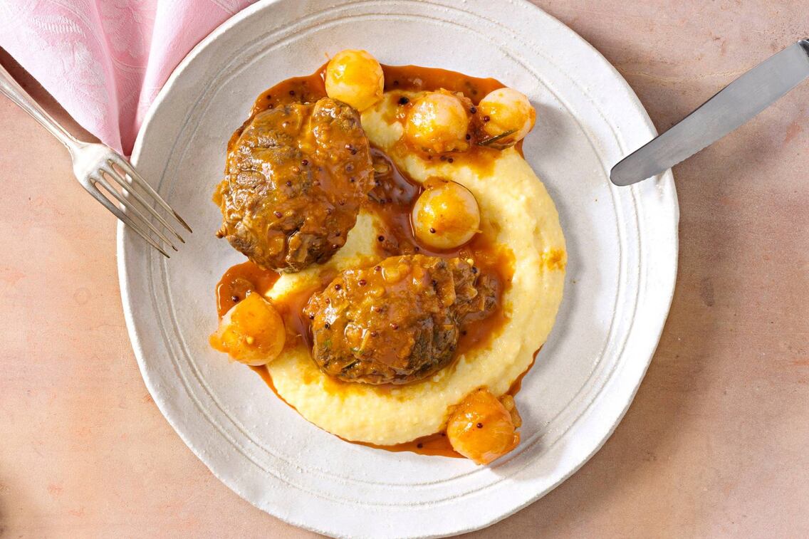 Schweinefleisch, Zwiebel, Saft, Erdäpfelpüree, Hauptspeise, Servus Rezept