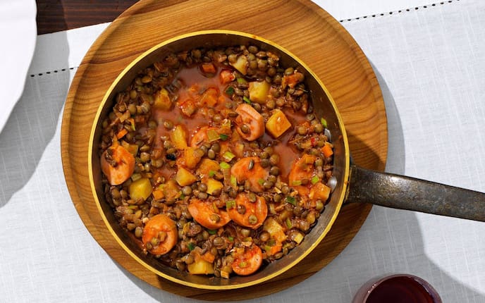 Linsen, Würstel, Eintopf, Gulasch, Hauptspeise, Servus Rezept