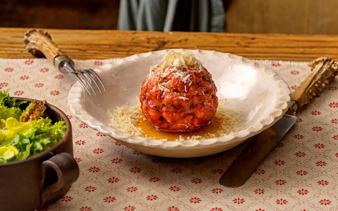 Salat, Besteck, Suppenteller, Salatschüssel, Parmesan, Knödel