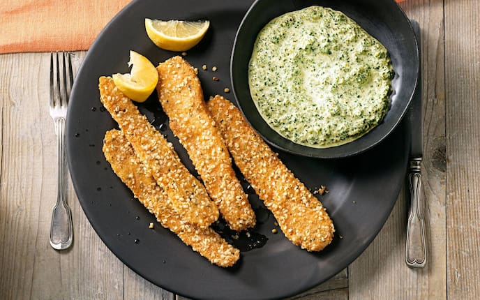 Gebackene Karotten, Sesam, Zitronenspalten, Grühkohl, Grünkohldip, Hauptspeise, vegetarisch, Servus Rezept