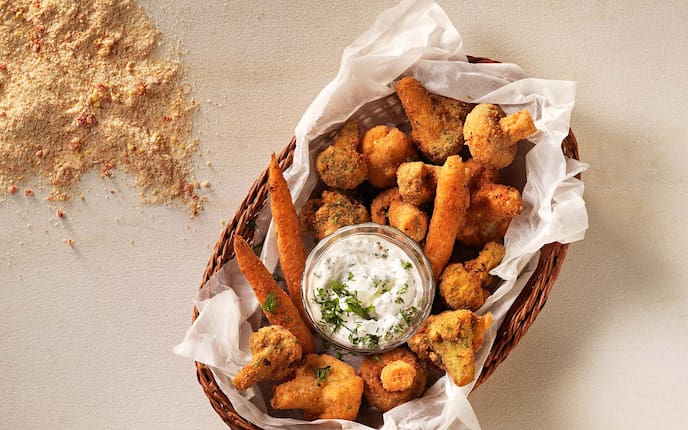 Gemüse in der feurigen Zitronenpanier