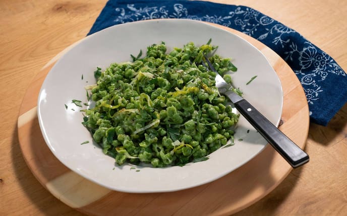 Dampfgarer, Rezept, Xandi Rieder, Spinatknöpfle, Käsespätzle mit Spinat,
