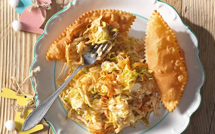 Frittierte Teigtaschen, Kraut, vegetarisch, Hauptspeise, Servus Rezept