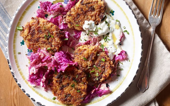 Hirselaberl, Rote Rüben, Sauerrahmdip, Hauptspeise, Servus Rezept