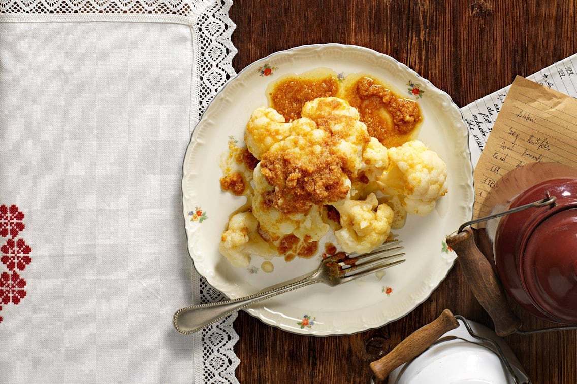 Karfiol, Butterbrösel, Omas Kochbuch, vegetarisch