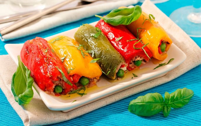 Spitzpaprika, Paprika, gefüllte Paprika, vegetarisches Hauptspeise, Servus Rezept