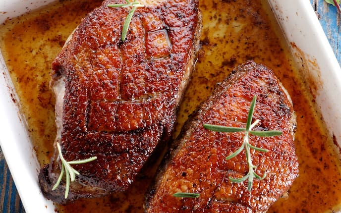 Ente, Rosmarin, Auflaufform