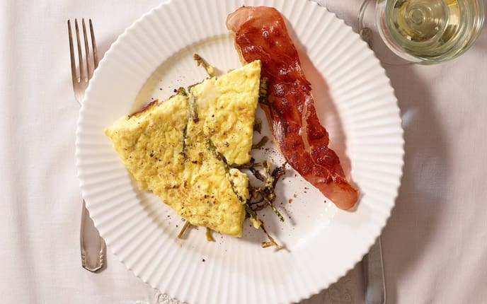 Omelette, Schinken, Wildspargel, Spargel, Rezept
