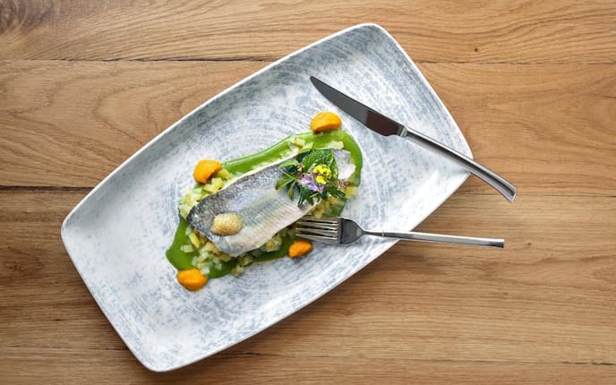 Saibling, Kräuter, Erdäpfel-Gurken-Gemüse, Hauptspeise, Servus Rezept