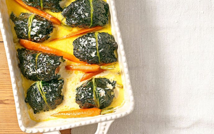 Schwarzkohl, Wickel, Rouladen, Faschierte, Karotten, Sauce, Hauptspeise, Servus Rezept