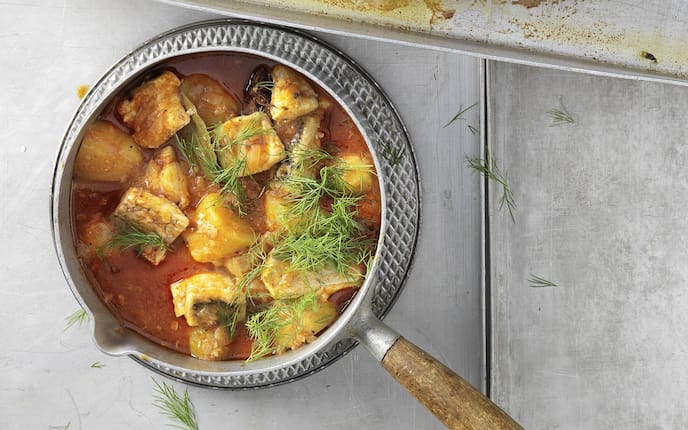 Hechtgulasch, Fisch, Gulasch, Eintopf, Dille, Zwiebel, Hauptspeise, Servus Rezept
