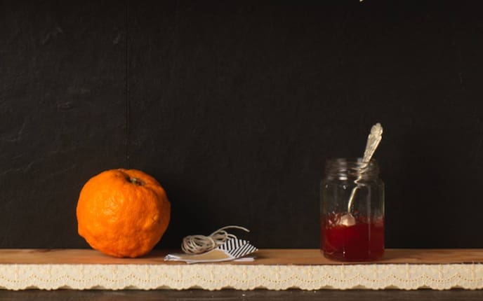 Blutorange, Orange, Einmachglas, Marmelade, Gelee, Blutorangengelee, Löffel