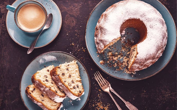 Rezept, Kaffeelikör-Gugelhupf, Tasse Kaffee