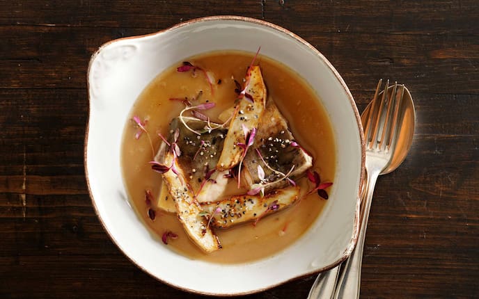 Karpfen, Maronisud, Topinambur, Rezept