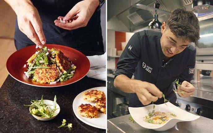 Dominik Süss bereitet für die ServusTV-Sendung „Zu Gast in fremden Küchen“ seine weltberühmten Kaspressknödel zu.