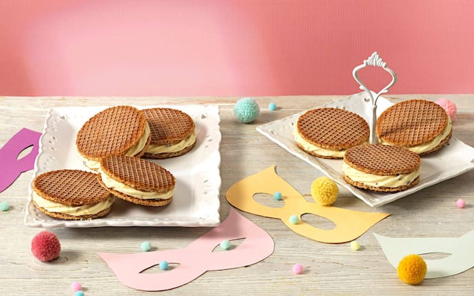 Orangenparfait Waffeln, Waffeln, Creme, Schnitte