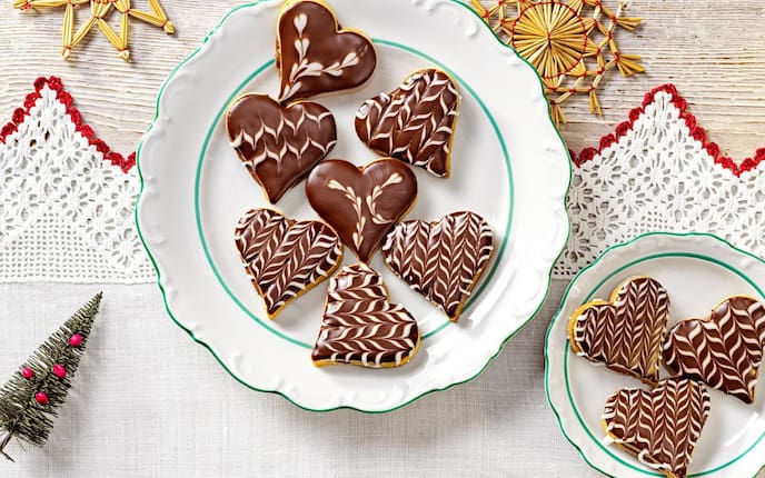 Kekse, Nougat, Zitrone, Ešterházy-Glasur, Teller, Weihnachten, Strohsterne