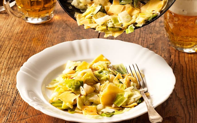 Krautfleckerl, Kraut, Weißkraut, Nudeln, Hauptspeise, Bier