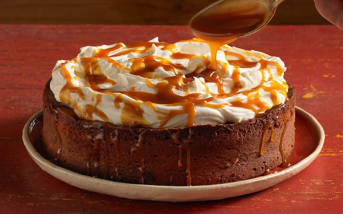 Karamelltorte, Mascarpone, Löffel, Schokotorte, Schlagobers