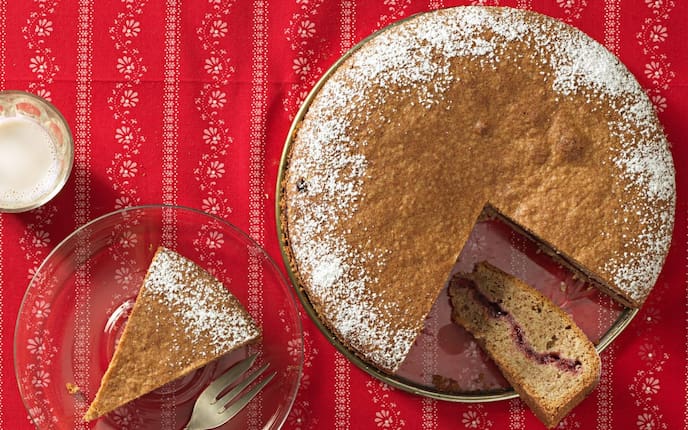 Heidenkuchen, Marmelade, Kuche, Staubzucker, Milchglas, Kuchen, Nachspeise, Servus Rezept, Omas Kochbuch