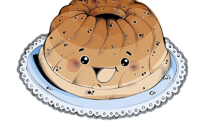 Illustration, Kuchen, Gugelhupf, Glücksbrot, Hermann, Rezept