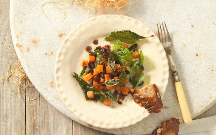 Kürbis, Salat, Kräuter, vegetarisch, Rezept