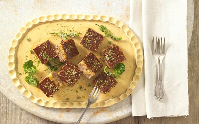 Kürbisschnitte, Schokolade, Kürbismarmelade, Nachspeise, Rezept