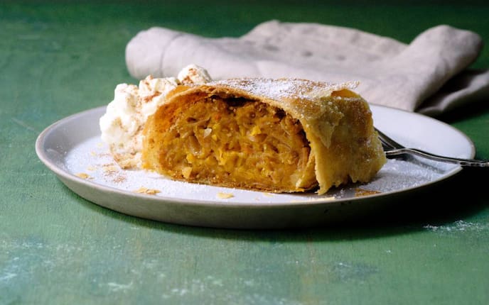 Kürbisstrudel, Strudel, Nachspeise, Mehlspeise, Rezept