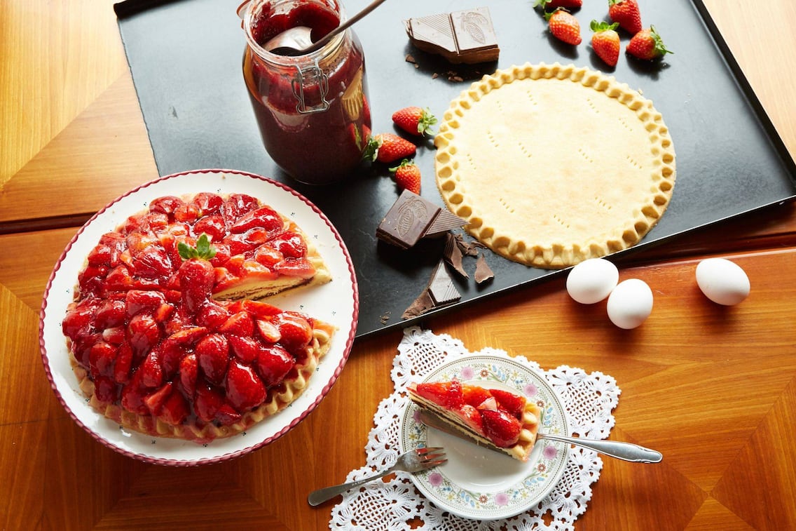 Rezept, Kuppeltorte mit frischen Erdbeeren