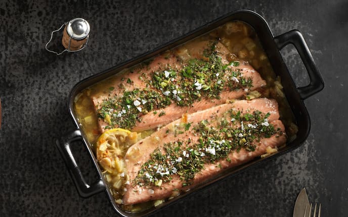 Lachsforelle, Kräuter, Backofen, Reindl