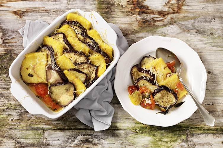 Melanzani, Polenta, Auflauf, vegetarisch, Rezept