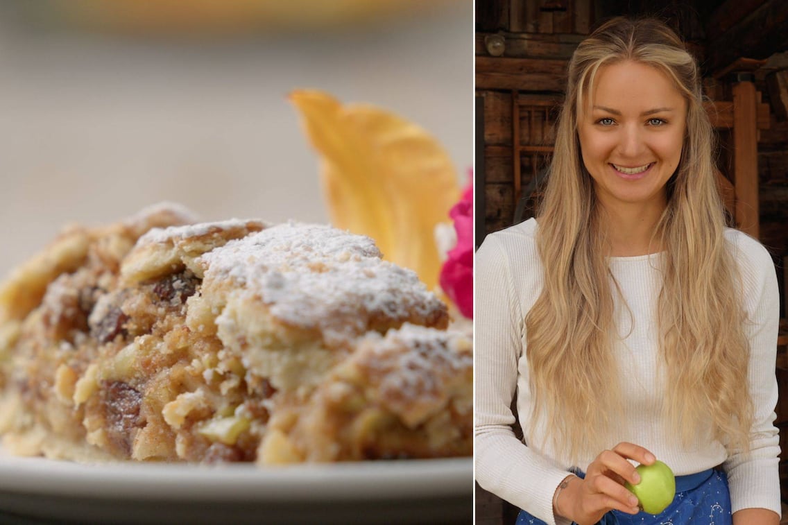 Paula Bründl zaubert in Südtirol einen herrlichen saftigen und mürben Apfelstrudel.