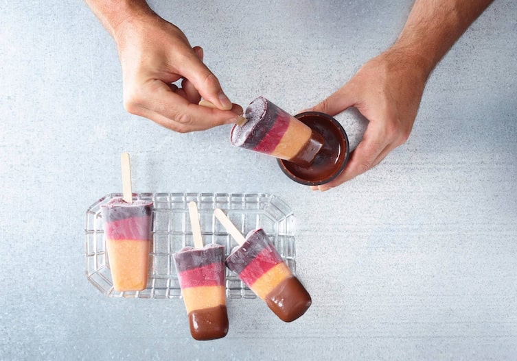 Beereneis, Eis, Schokohaube, Schokolade, Obers