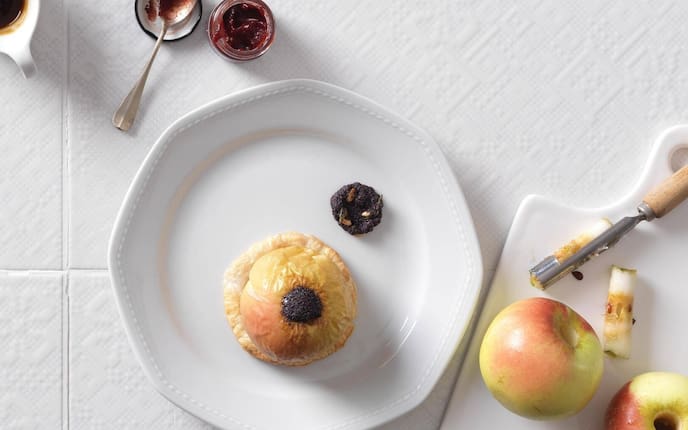 Bratapfel, Mohn, Blätterteig, Dirndlmarmelade, Nachspeise, Servus Rezept
