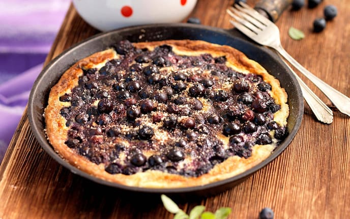 Pfanne, Heidelbeeren, Teig, Heidelbeerboggerl, Nachspeise, Servus Rezept