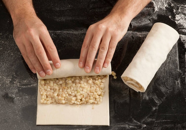 Apfel-Birnen-Blätterteigblume, Blätterteig, Apfel, Birne