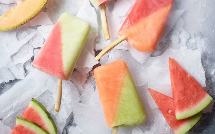 Eis, Meloneneis, Melone, Fruchteis, Zitronengras