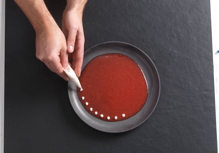 Reis Trauttmansdorff, Gartenbeeren, Beerenspiegel, Obers-Tupfer, Papierstanitzel