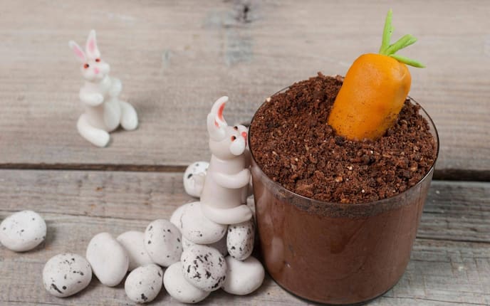 Steine, Oseterhasen, Karotten, Blumentopf, Nachspeise, Servus Rezept