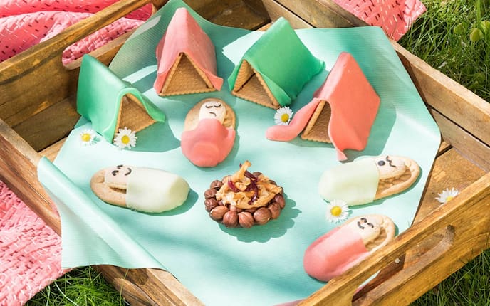 Zeltlager, Naschen, Kekse, Gänseblümchen, Picknick, Nüsse, Biskotten