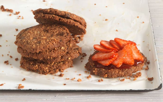 Keks, Schokolade, Schokotaler, Erdbeere, Schokokoladensauce