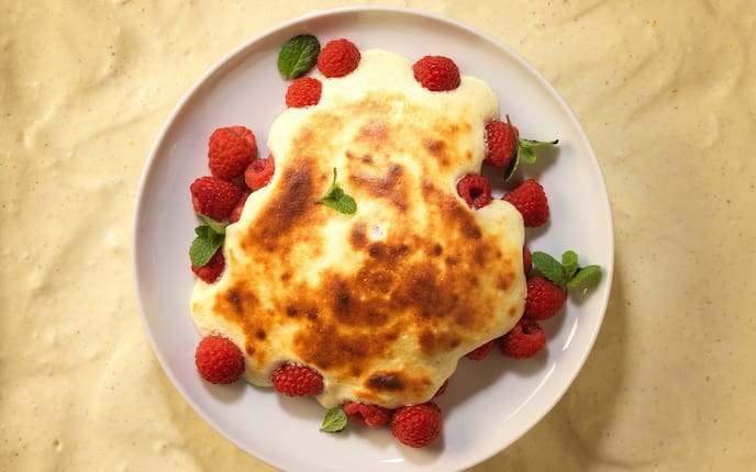 Himbeeren, Minze, Topfen, Soufflé, Topfensoufflé