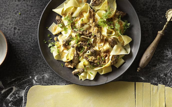 Pappardelle, Nudeln, Morcheln, Petersilie, Rezept