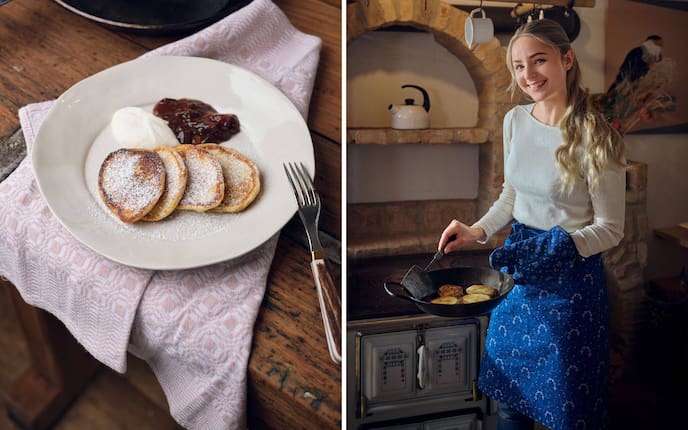 Topfennudeln, Zimtrahm, Zwetschkenröster, Nachspeise, Paula Bründl